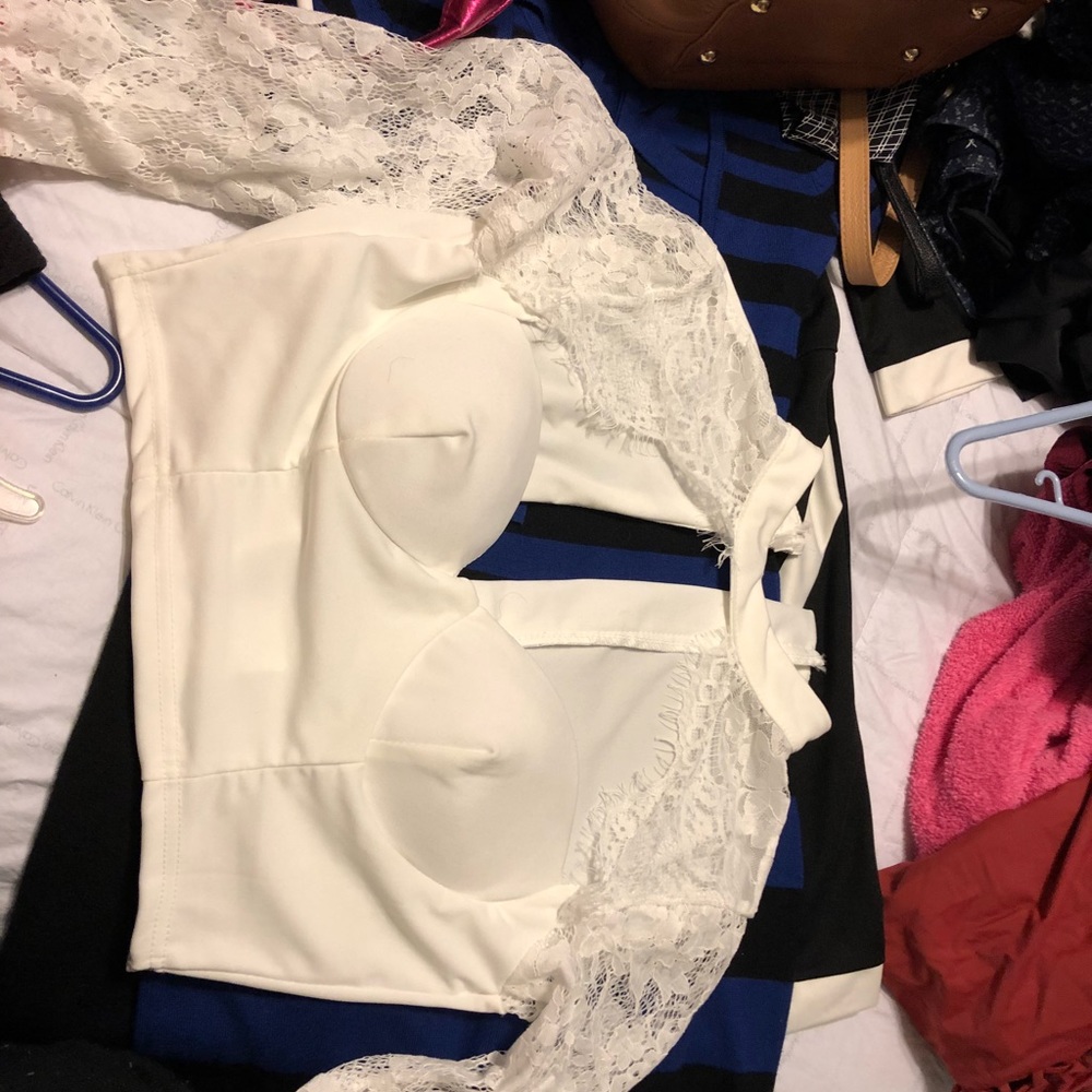 White lace crop top